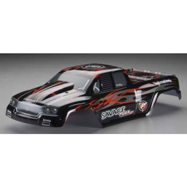 HPI Racing GT-2 Painted Body for Savage Flux, Black/Gray/Red