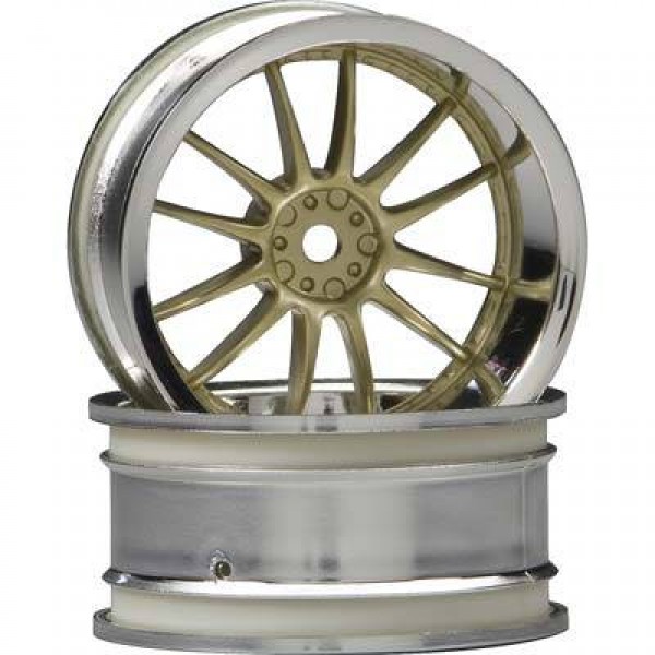 HPI Racing Work XSA O2C Wheels 26mm 6mm, Offset Chrome/Gold (2)