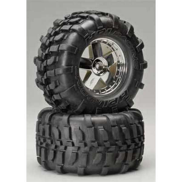 HPI Racing Mounted GT Tires, S Compound, on GT5 Wheels, Chrome (2)