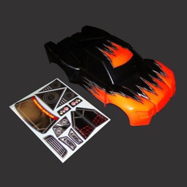 HUI NA TOYS 1/10 HYPER 10SC PRINTED BODY-ORANGE , W/DECAL