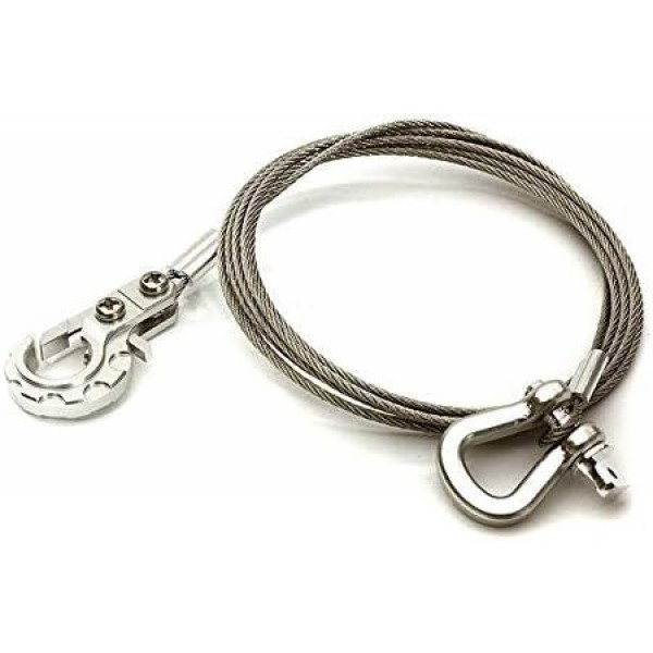 Integy Realistic 1/10 Scale Steel Tow Cable D-Ring & Tow Hooks for Off-Road Crawler