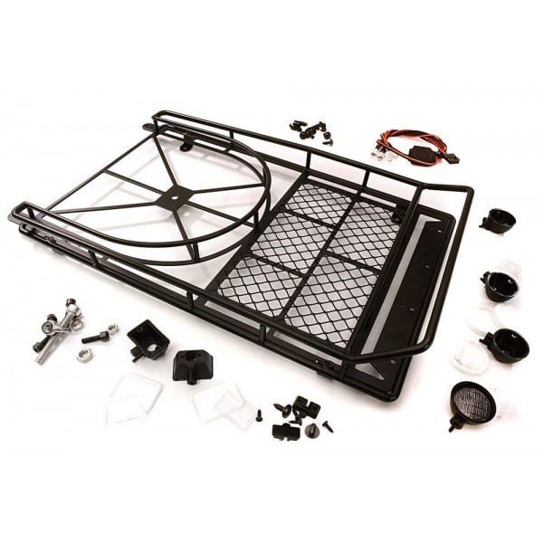 Integy Realistic 1/10 Alloy Luggage Tray with 4 LED Spot Lights, Black