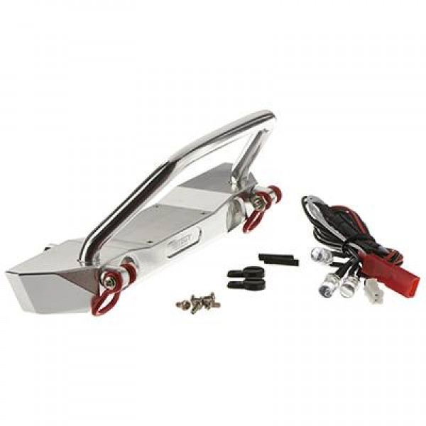 C25539SILVER 1/10 Front Bumper w/LED Lights/Towing Hook
