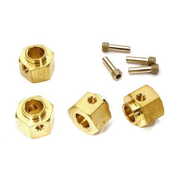 12MM HEX WHEEL (4) HUB BRASS 5MM THICK FOR TRAXXAS TRX-4 SCALE & TRAIL CRAWLER C28089