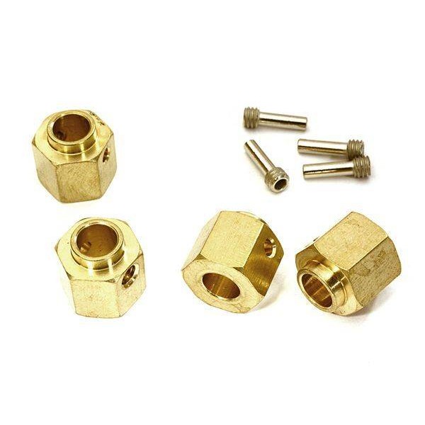 12MM HEX WHEEL (4) HUB BRASS 10MM THICK FOR TRAXXAS TRX-4 SCALE & TRAIL CRAWLER C28089