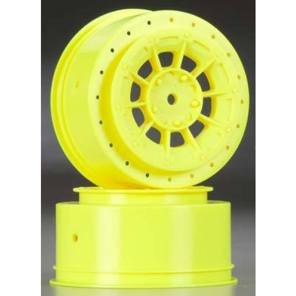 JConcepts Hazard Losi SCT-E Wheels, Yellow (2)