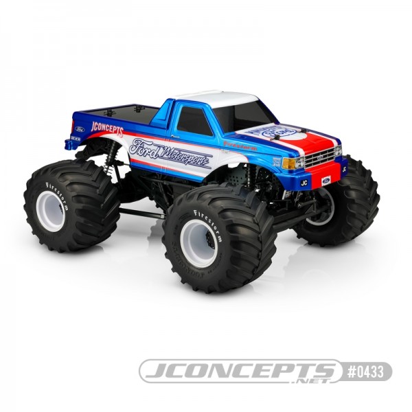JConcepts 1989 Ford F-250 Monster Truck Clear Body with Attachable Racerback