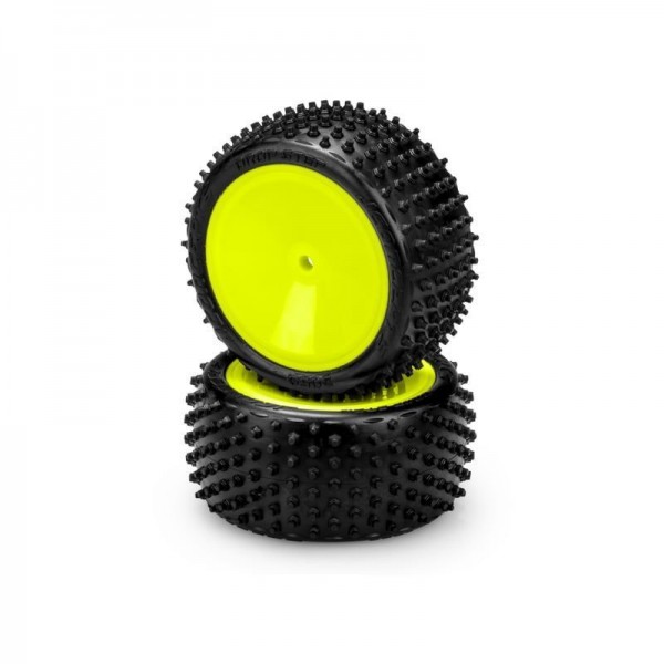 JConcepts Drop Step - Pink Compound, Pre-Mounted on 3348Y Wheels, Fits 1/10th Rear 2wd and 4wd Vehicles