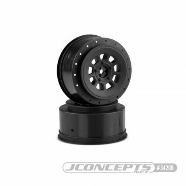 JConcepts 9-shot 12mm Hex 3mm Offset Wheels, Black (2)