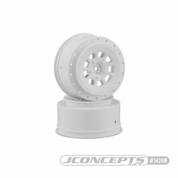 JConcepts 9-shot 12mm Hex 3mm Offset Wheels, White (2)