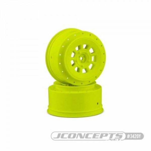 JConcepts 9-shot 12mm Hex 3mm Offset Wheels, Yellow (2)