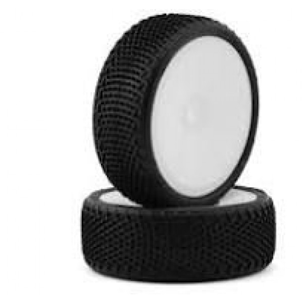 JConcepts Fuzz Bite LP 2.2" (Wide) Pre-Mounted 2WD Front Buggy Tire (White) (2) (Pink) w/12mm Hex