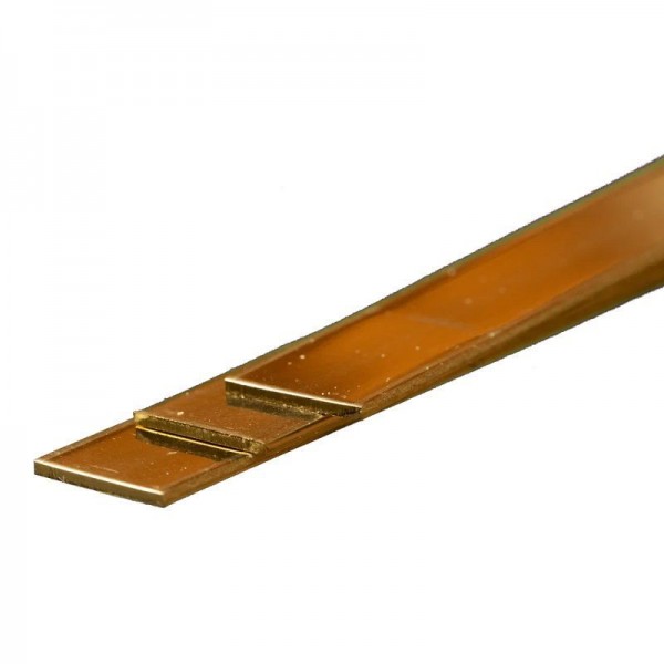 K+S Precision Metals Brass Strip: 1mm Thick x 12mm Wide x 300mm Long (3 Pieces)