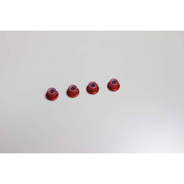 Kyosho Flanged Nylon Aluminum Nut, M4X4.5mm, Red