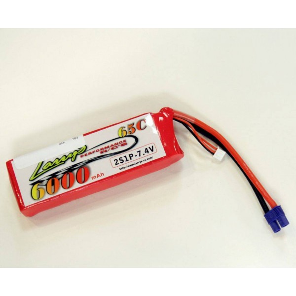 Larry's Performance RC LiPo Battery 6000mAh 65C 7.4V (2S) with EC3 Connector
