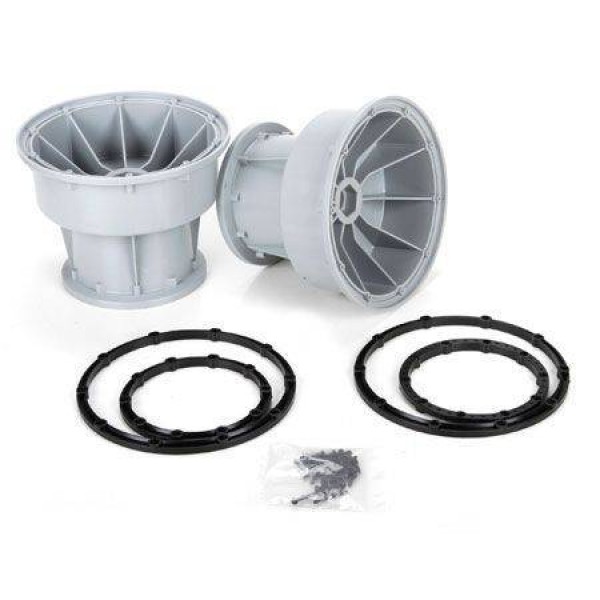 Losi Silver Wheels with Black Bead Lock Rings (MTXL) (2)