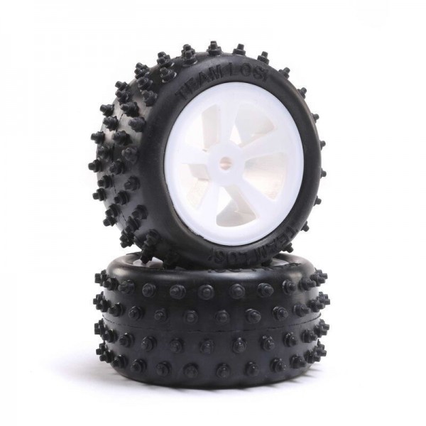 Losi 4 Row Rear Tires, Mounted, White (2): Mini JRX2
