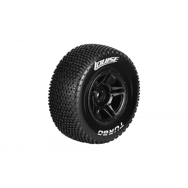Louise RC SC-Turbo 1/10 Short Course Tires, Soft, 12, 14 & 17mm Removable Hex on Black Rim (2)