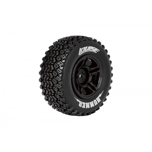 Louise RC SC-Hummer 1/10 Short Course Tires, Soft, 12, 14 & 17mm Removable Hex on Black Rim (2)