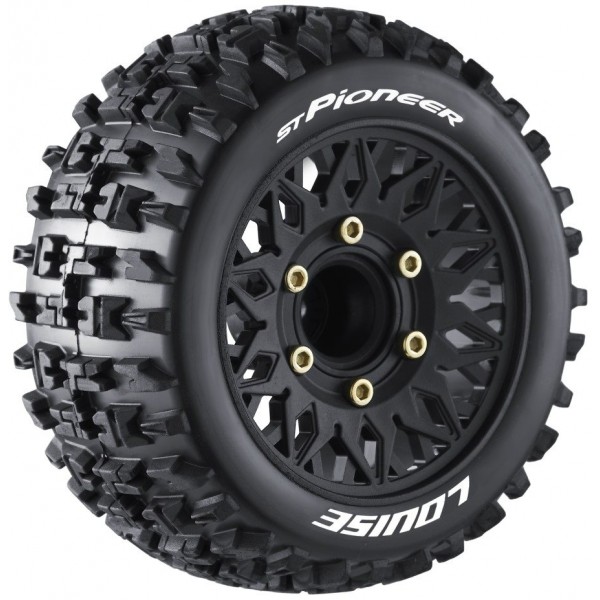 Louise RC St-Pioneer Soft 1/10 Pre-Mounted Stadium Truck Tires, 0 & 1/2" Offset (2)