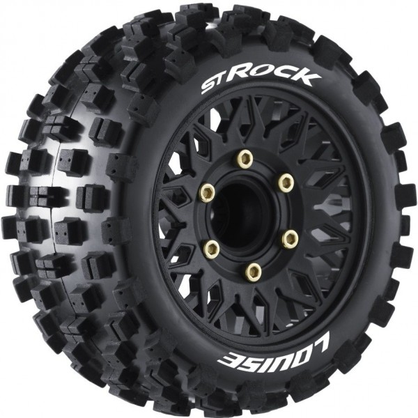 Louise RC St-Rock Soft 1/10 Pre-Mounted Stadium Truck Tires, 0 & 1/2" Offset (2)