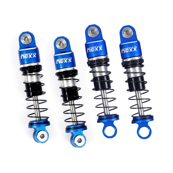 Nexx Racing Losi Micro-B Pre-Assembled Front and Rear Aluminum Oil-Filled Shocks, Blue (4)