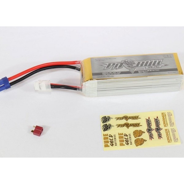 Pitbull R/C Pure Gold 80c 4s2p 8000mAh 14.8V Softcase Lipo Battery, w/ LED Battery Check - EC5 +Deans Plug