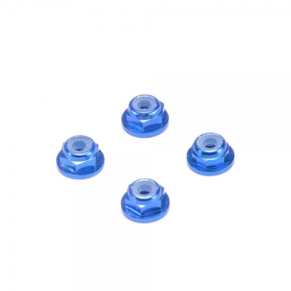 PN Racing Aluminum 2mm Flanged Wheel Lock Nuts. Blue (4)