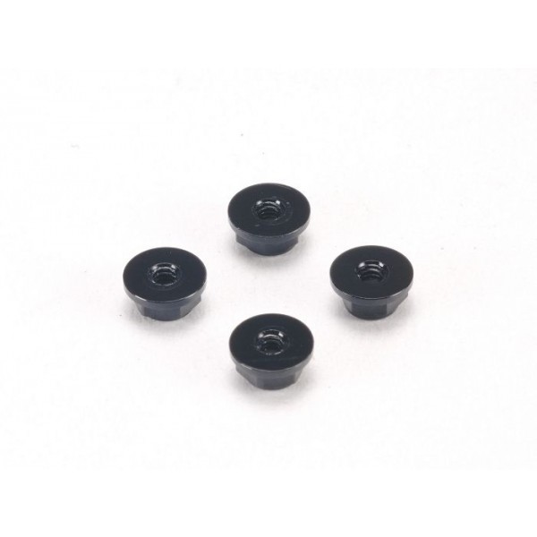 PN Racing Aluminum 2mm Flanged Wheel Lock Nuts, Black (4)