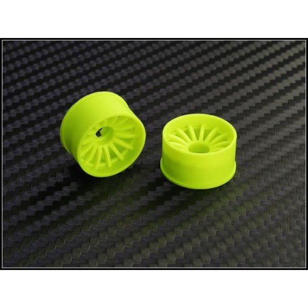 PN Racing Mini-Z 2WD Machine Cut 16 Spoke R2 Rear Wheels, Yellow (2)