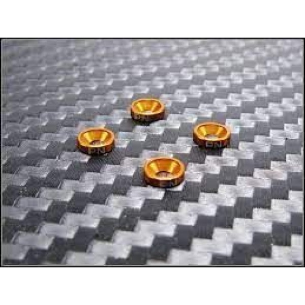 PN Racing Aluminum M2 Countersunk Washers, Orange (4)