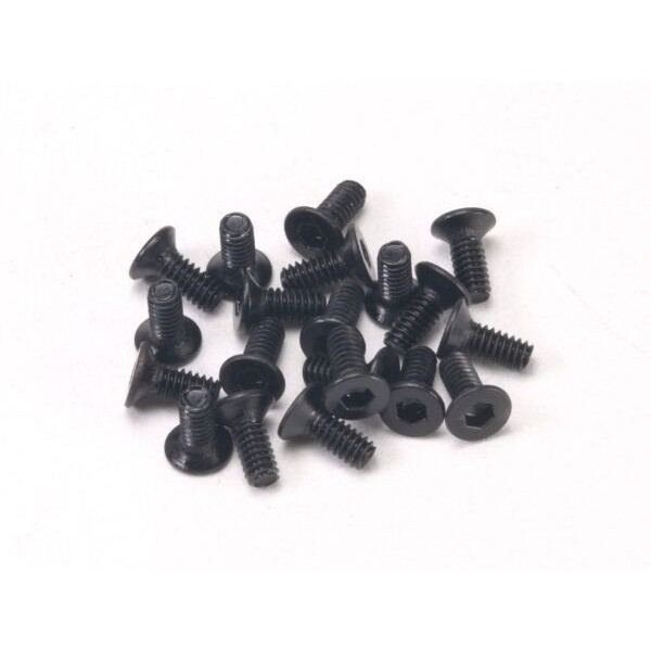 PN Racing M2x3 Countersunk Hardened Carbon Steel Hex Machine Screws (20)