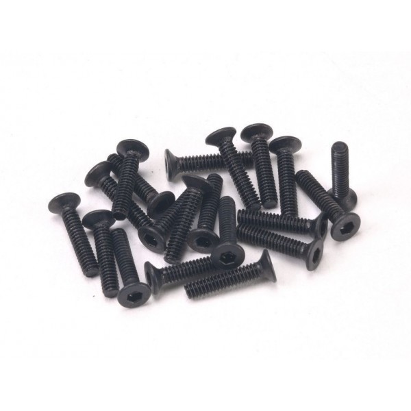 PN Racing M2x4 Countersunk Hardened Carbon Steel Hex Machine Screws (20)