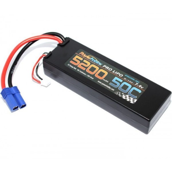 Power Hobby 5200mAh 7.4V 2S 50C LiPo Battery XT60 Connector w/HC Adapter