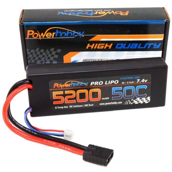 Power Hobby 5200MAh 7.4V 2S 50C LiPo Battery with Traxxas Plug