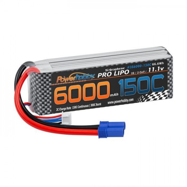 PowerHobby Xtreme 3S 11.1V 6000mah 150c-300C Lipo Battery with EC5
