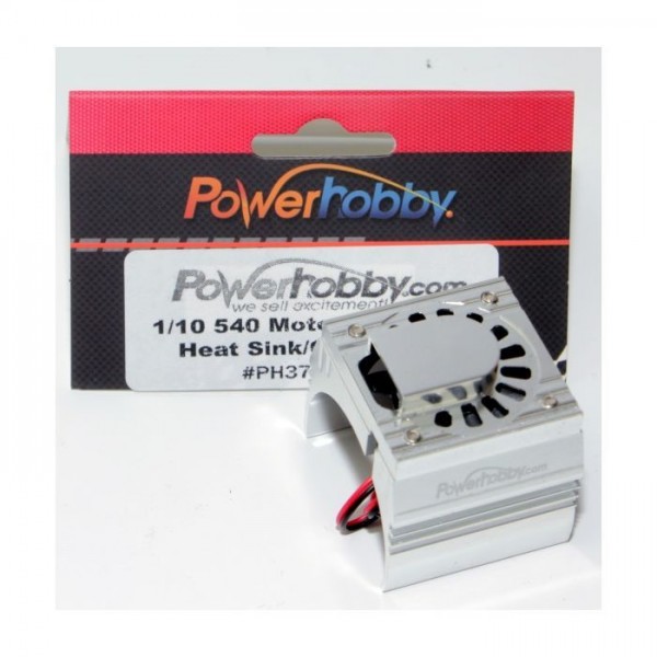 Power Hobby Aluminum Motor Heatsink Cooling Fan 1/10 540 / 550 Size Motor, Silver