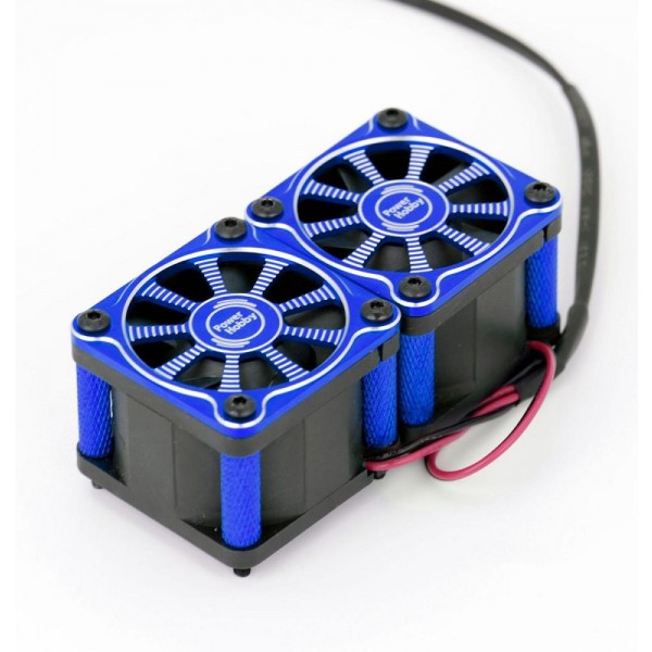 Power Hobby Twister Twin, Dual 40mm 1/8 1/5 Motor Aluminum Cooling Fan, Blue