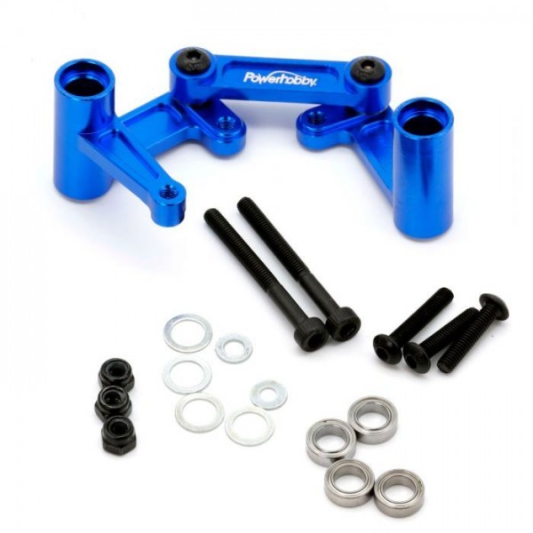 Power Hobby Aluminum Steering Bellcrank and Draglink, Blue, fits Traxxas Slash, Rustler, Bandit
