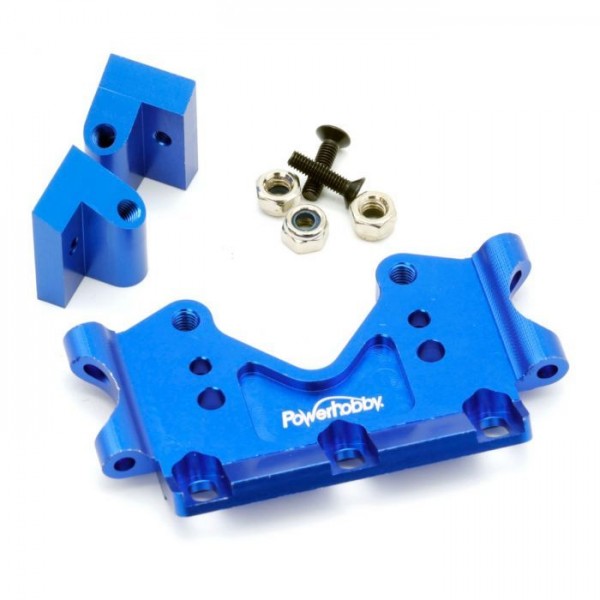 Power Hobby Aluminum Front Bulkhead, Blue, fits Traxxas Slash, Rustler, Bandit