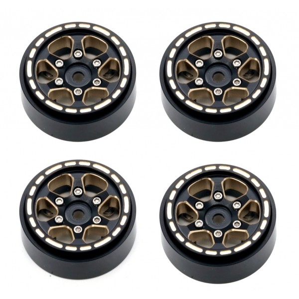 Power Hobby 1.0" Black Brass Beadlock Crawler Wheels (SCX24)