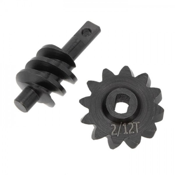Power Hobby Steel Overdrive Gears Differential Worm Set, 2T/12T, Overdrive 33% (SCX24)