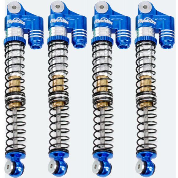 Power Hobby 1/24 Aluminum 58mm Long Travel Shocks, Blue (Axial SCX24 Jeep, Bronco)