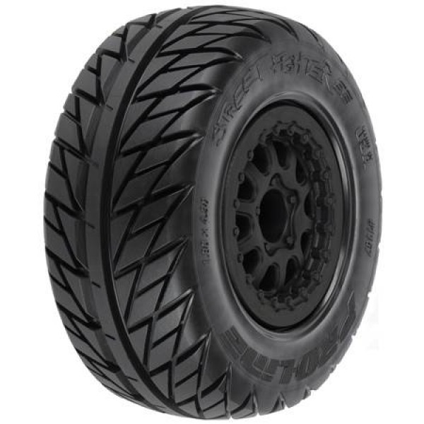 Pro-Line Street Fighter F/R SC 2.2"/3.0" Mounted Tires & Wheels, Black (2)