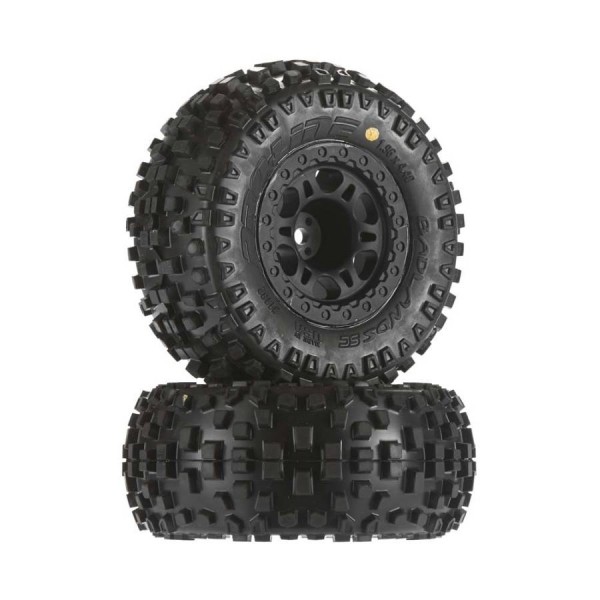 Pro-Line Badlands SC 2.2"/3.0" M2 Tires Mounted on Split Six Black Wheels (2)