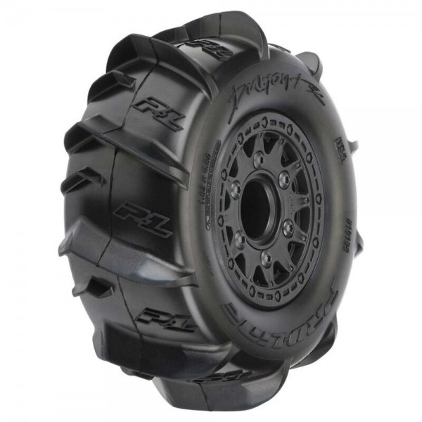 Pro-Line 1/10 Dumont Front/Rear 2.2"/3.0" SC Mounted Tires on 12mm Black Raid Wheels (2)