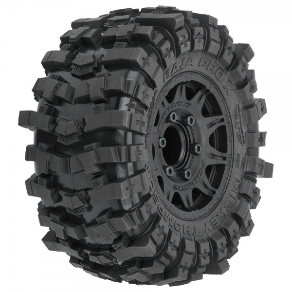 PRO-Line Mickey Thompson Baja Pro X 2.8" Tires Mounted on Raid Black 6x30 Removable Hex (12mm & 14mm) Wheels (2) for Big Rock 3S, Granite 3S, Stampede 2wd & 4x4 and other 1/10 Monster Trucks
