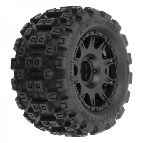 Pro-Line Badlands MX 1/18 Pre-Mounted Monster Truck Tire Set, 12mm Hex (Black) (4)