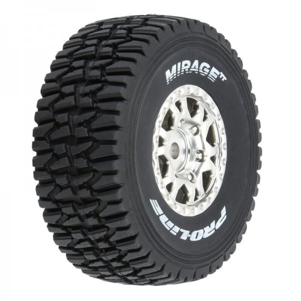 Pro-Line Mirage TT F/R Tires Mounted 12mm Hex Satin Silver Impulse (4) for Arrma Mojave Grom