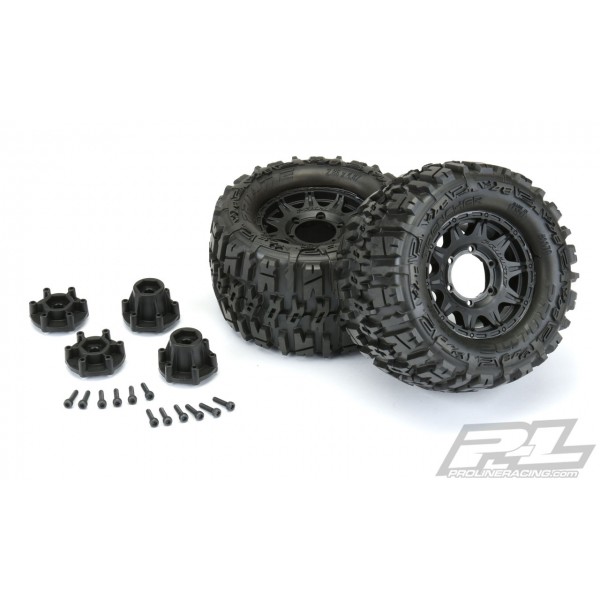 Pro-Line Trencher 2.8" All Terrain Tires Mounted on Raid Black 6x30 Removable Hex Wheels (2)